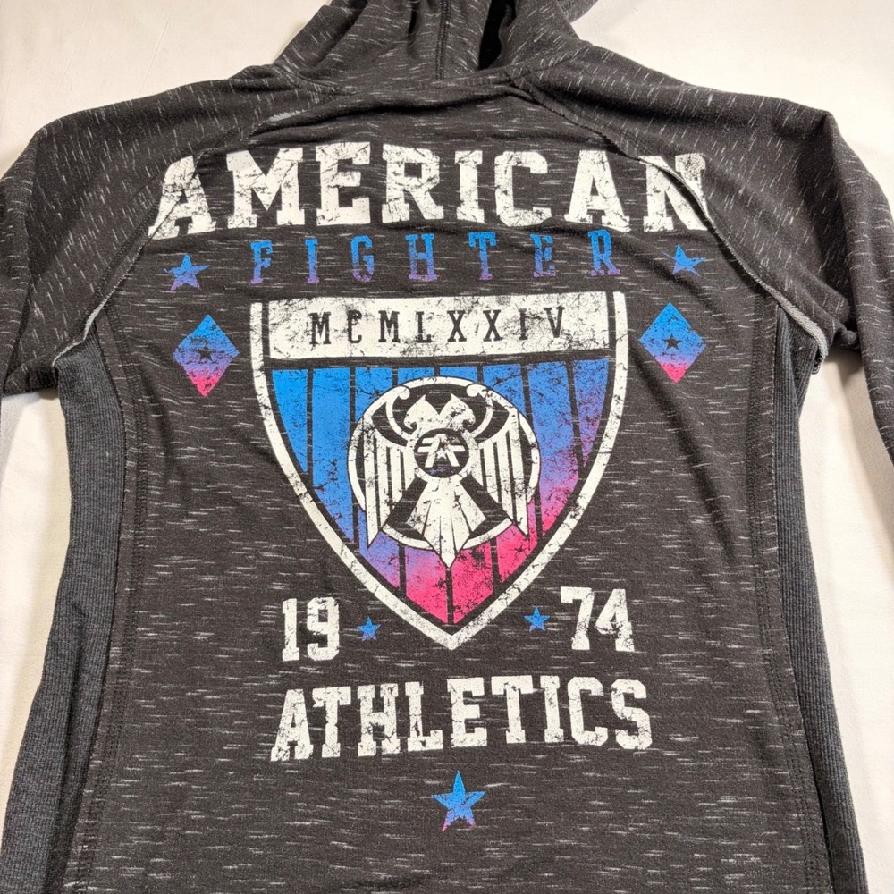 American Fighter Premium Athletics MMA Hoodie Mens Small Black Graphic Pullover